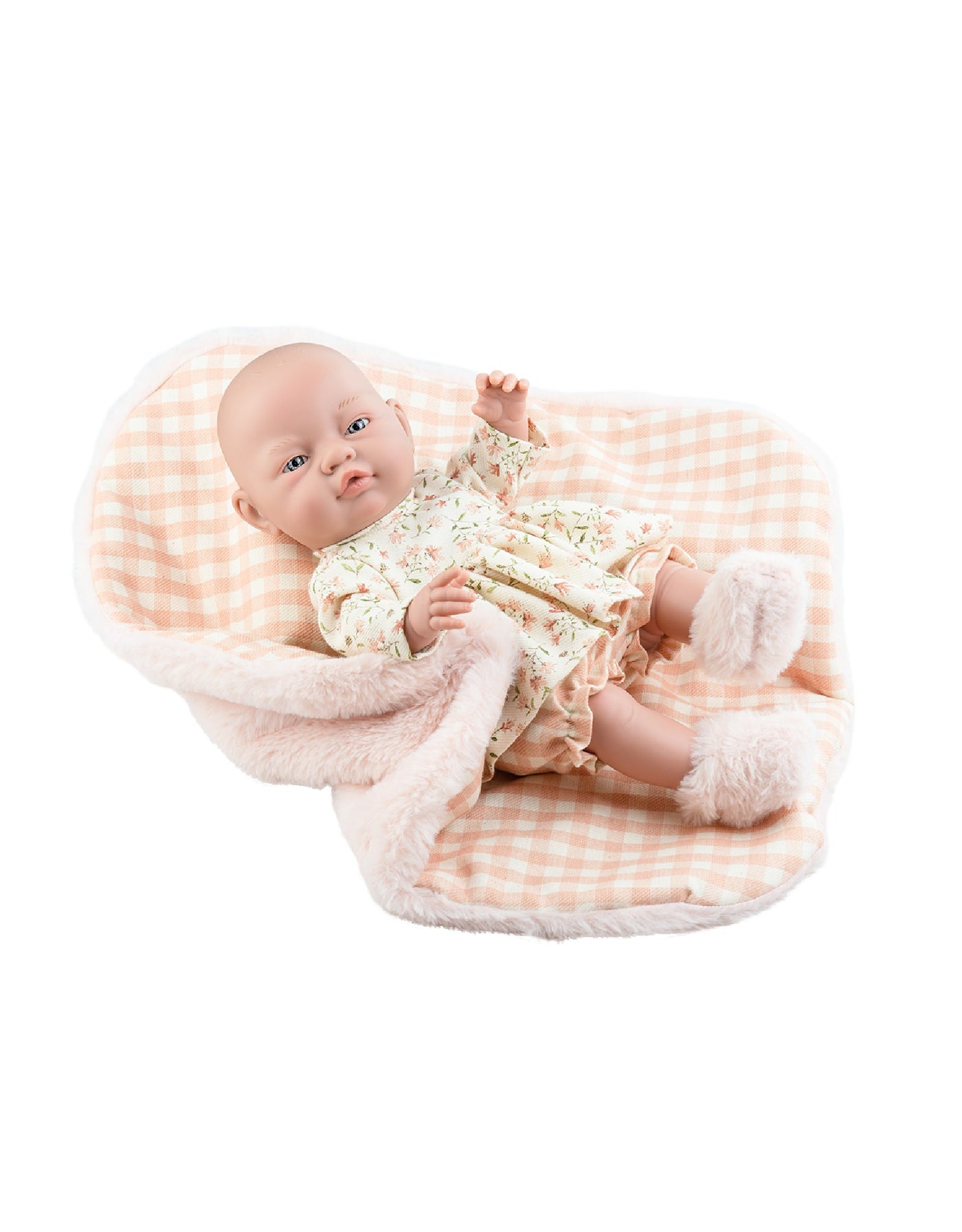 Poupée Los Bebitos - Bébé fille avec robe fleurie, chaussons et couverture douce - Paola Reina