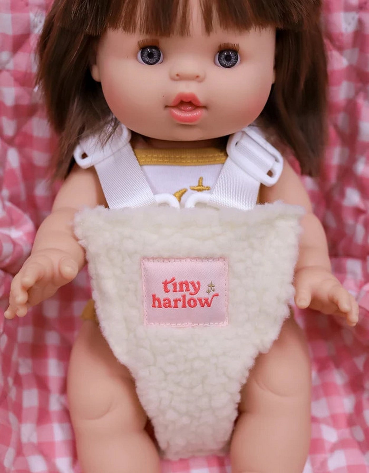 Doll transport capsule - Pink gingham - Tiny Harlow
