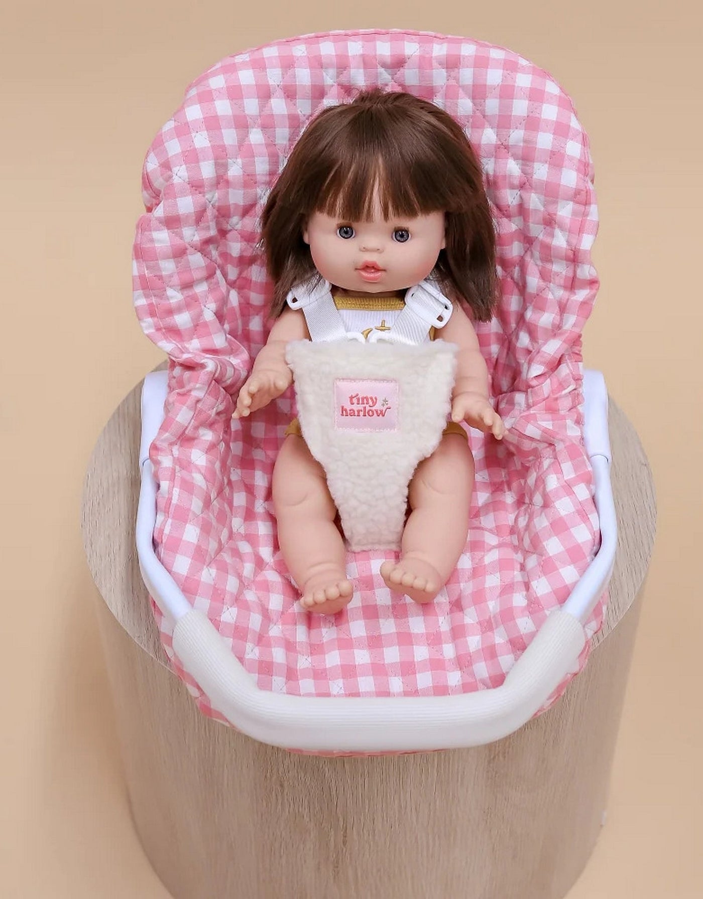Doll transport capsule - Pink gingham - Tiny Harlow
