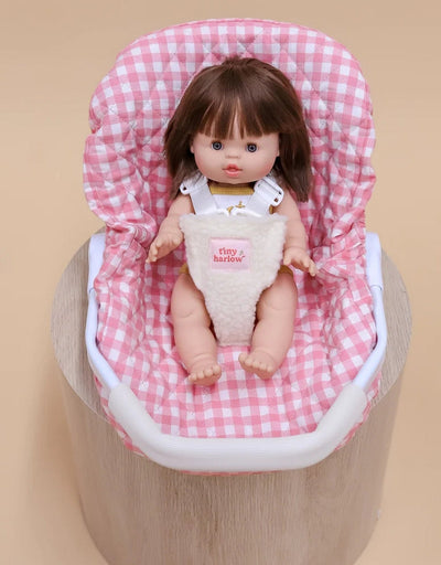 Doll transport capsule - Pink gingham - Tiny Harlow
