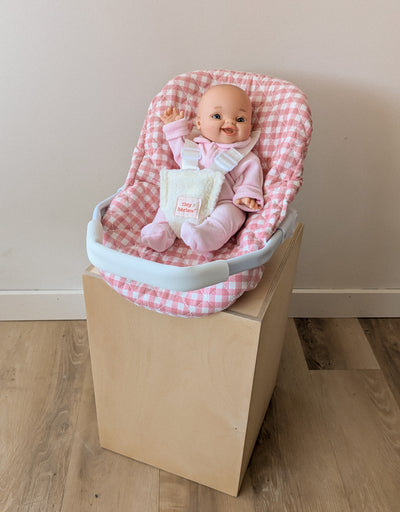 Doll transport capsule - Pink gingham - Tiny Harlow
