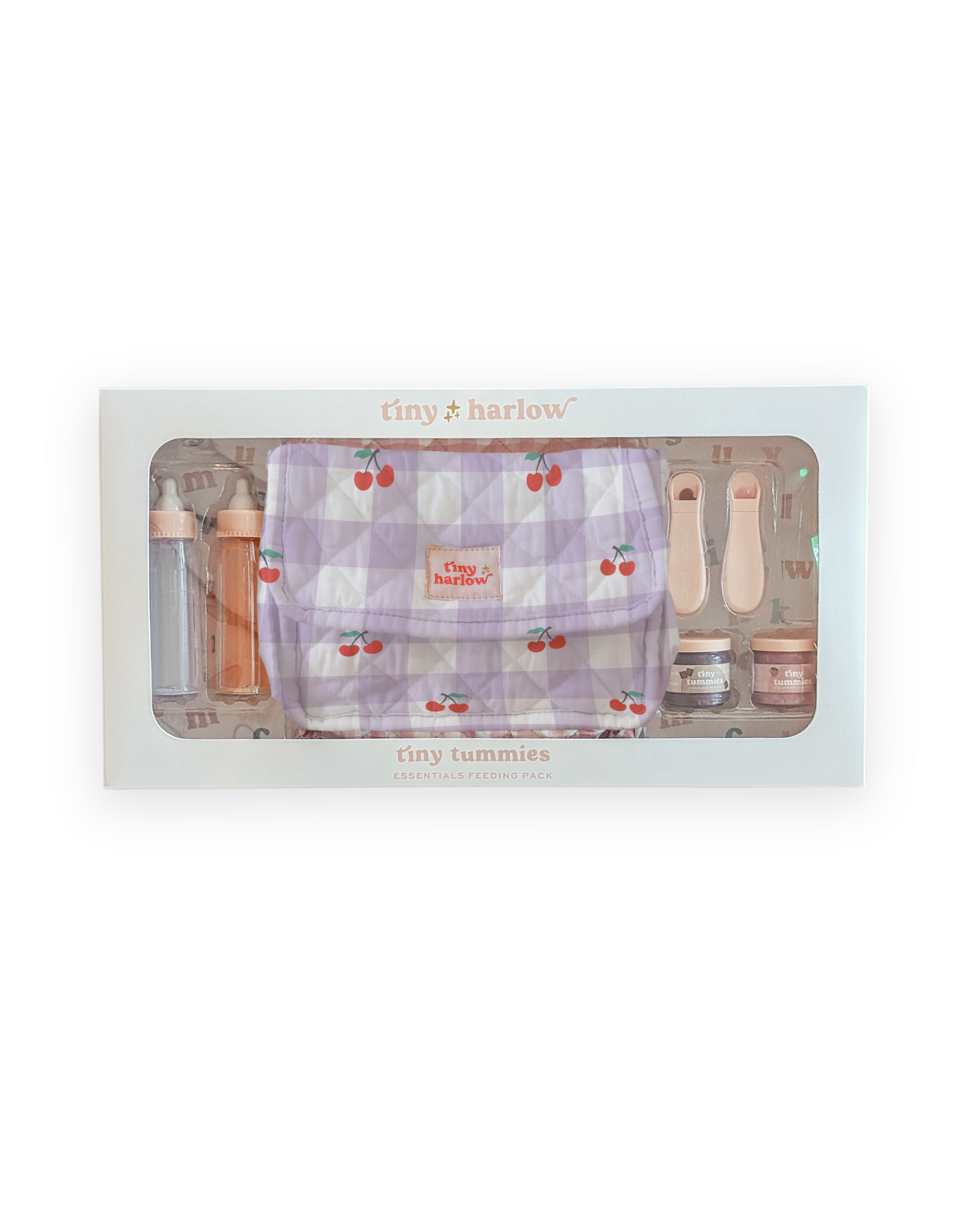 Tiny Tummies Gift Box - Lilac and cherry gingham Essentials kit - Tiny Harlow