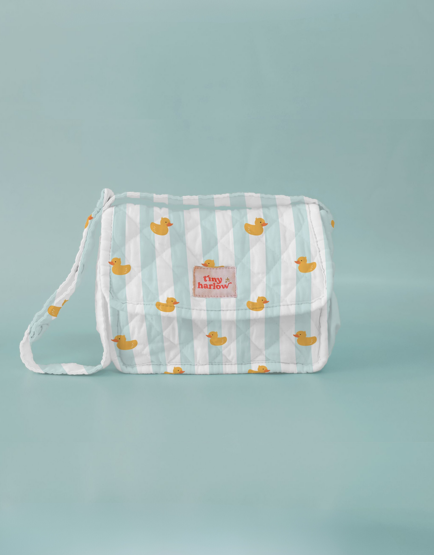 Doll Changing Bag Set - Blue lined duck - Tiny Harlow