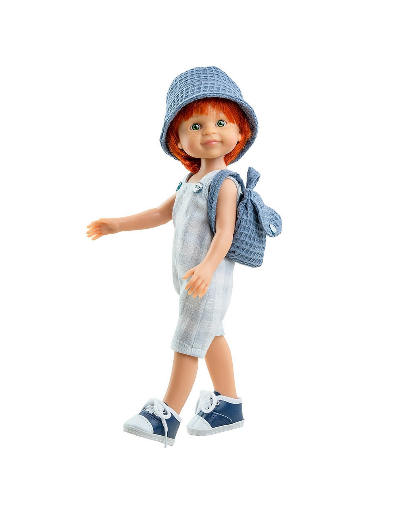 Las Amigas Doll - Cris with white plaid romper and blue hat - Paola Reina
