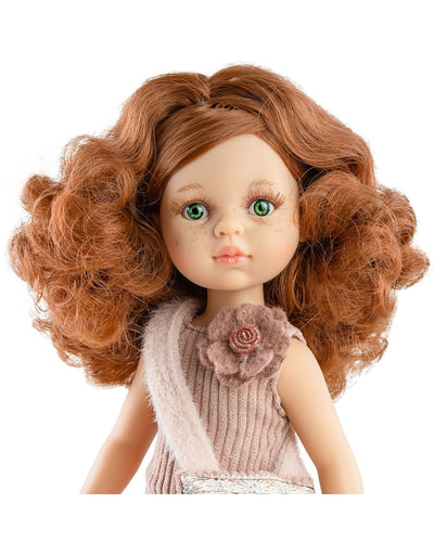 Poupée Las Amigas - Cristi avec robe rose en velours cotelé et sac à main - Paola Reina