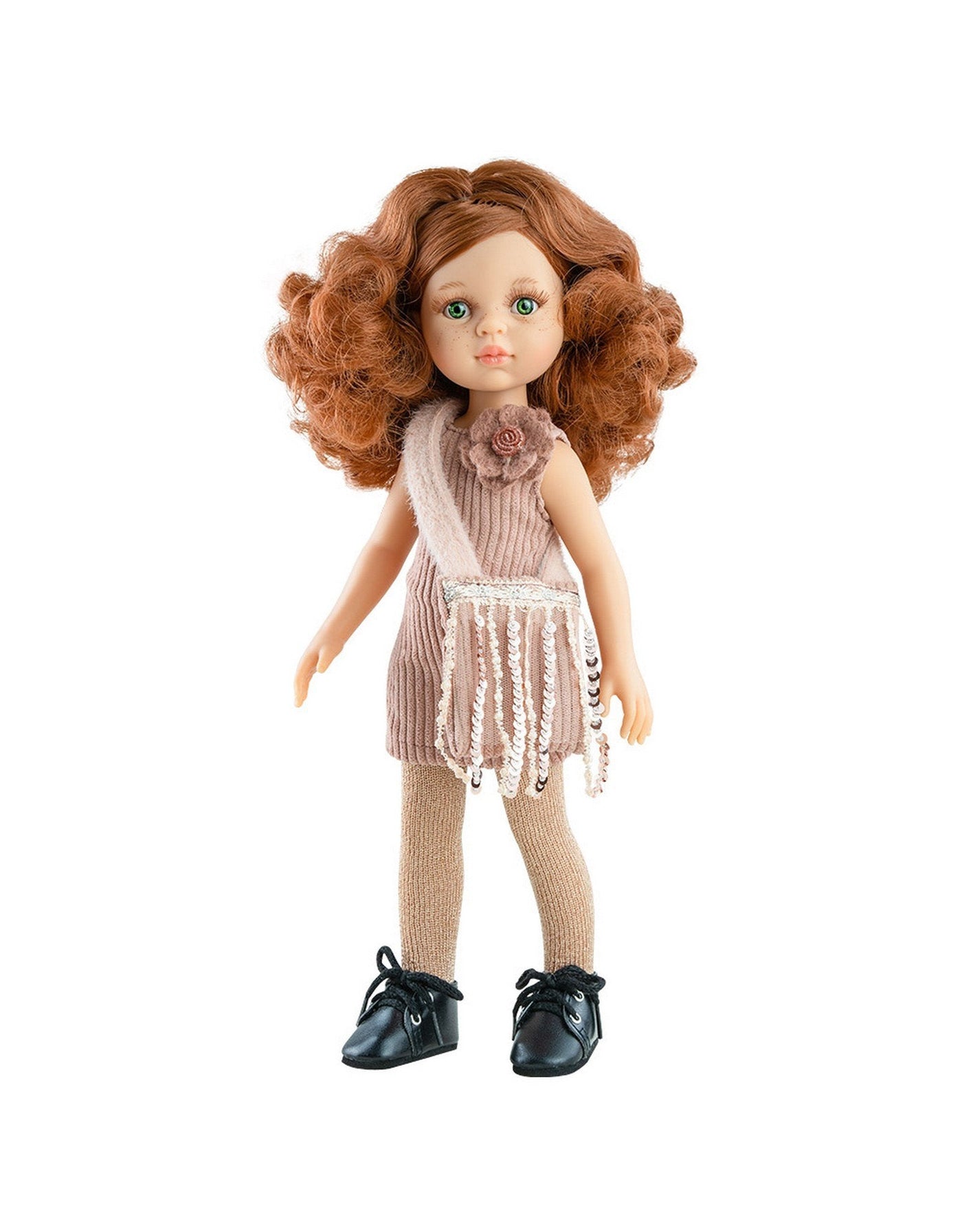 Poupée Las Amigas - Cristi avec robe rose en velours cotelé et sac à main - Paola Reina
