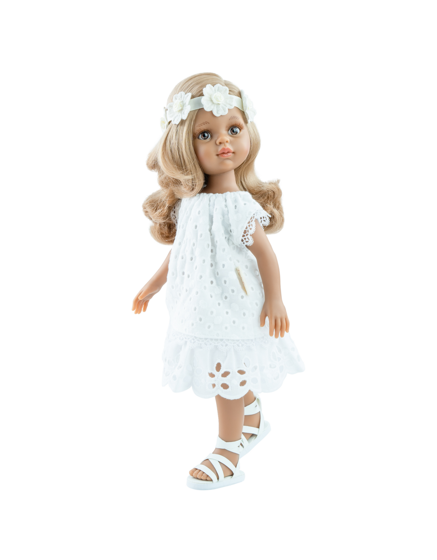 Poupée Las Amigas - Luciana robe blanche et bandeau fleur - Paola Reina