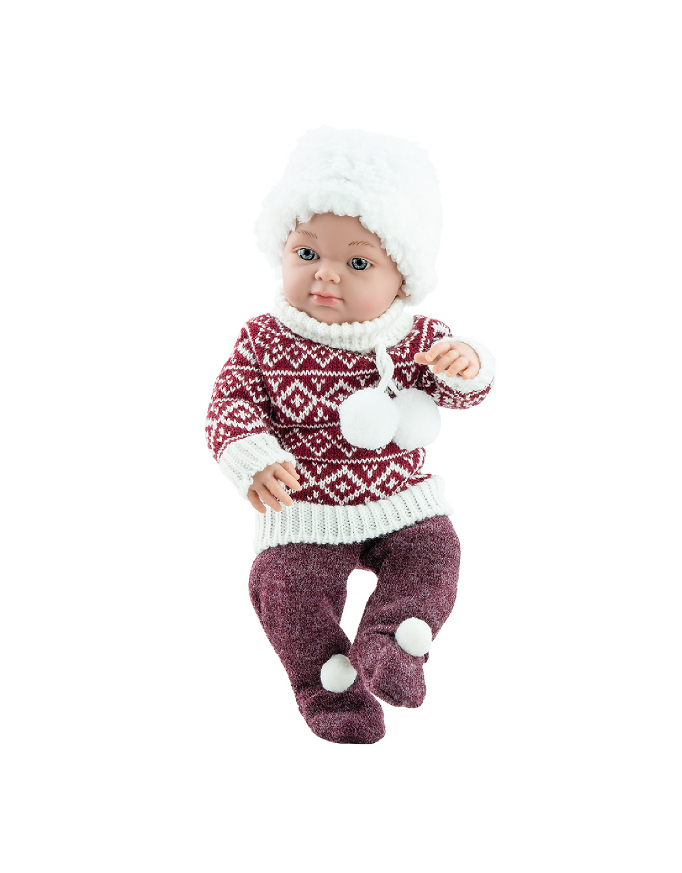 Poupée Mini Pikolines - Bébé fille avec chandail de laine et chapeau blanc - Paola Reina